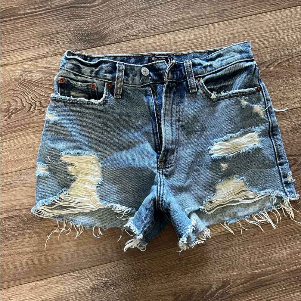Abercrombie high waisted distressed denim shorts